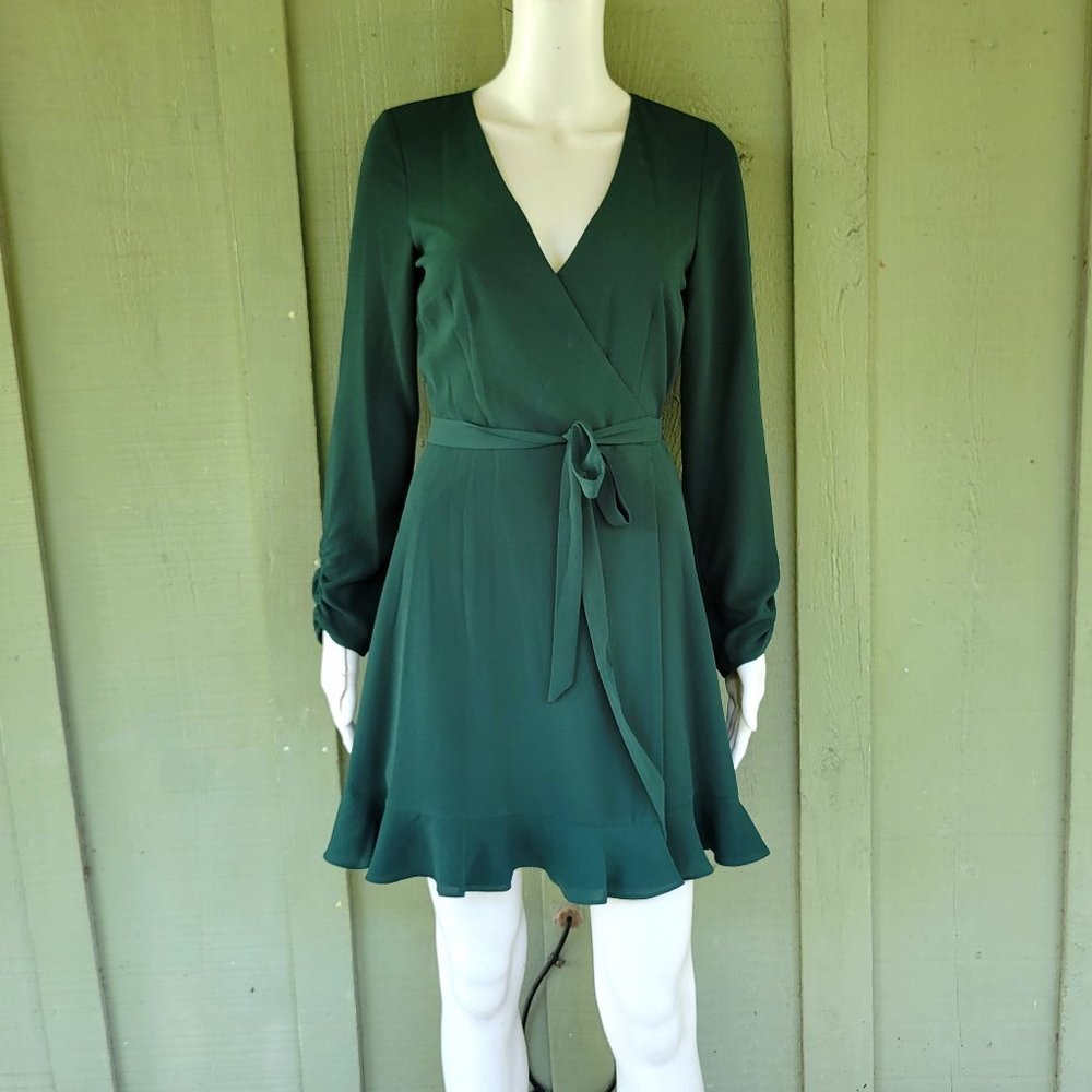 New GIANNI BINI Dark Green Crepe Dress XS